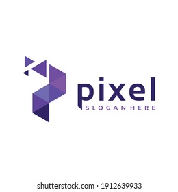 Abstract letter P Pixel logo design concept. vector illustration.