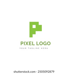 Abstract letter P Pixel logo design. vector illustration.