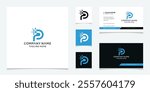 abstract letter P pixel technology logo design, business card graphic vector template