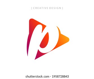 Abstract Letter P with Play Icon Logo Design. Creative Logo Template.