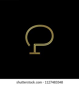 Abstract letter P PP. minimal logo design template. Vector letter logo with gold and black color.