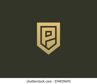 Abstract Letter P Shield Logo Design Template. Premium Nominal Monogram Business Sign. Universal Foundation Vector Icon. 