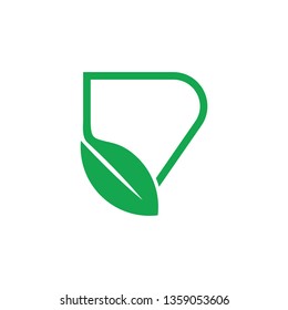 abstract letter p simple leaf logo vector