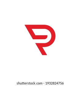 abstract letter p simple line art geometric arrow logo vector