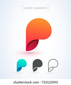 Abstract Letter P Vector Logo. Material Design, Flat, Line Art Style. App Icon