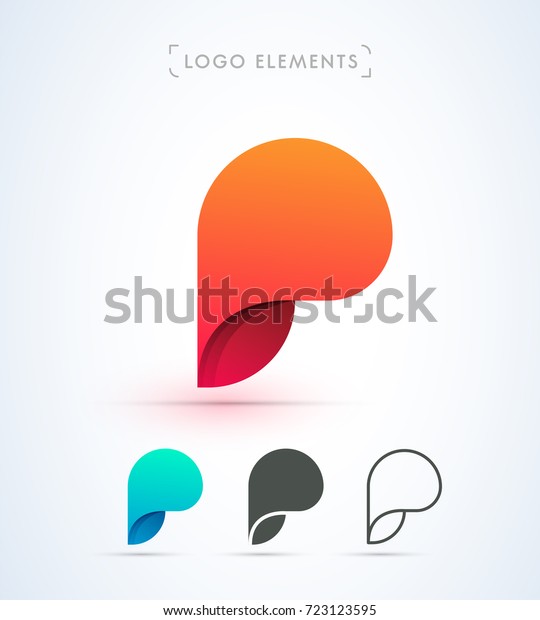 Abstract letter P vector logo. Material design,\
flat, line art style. App\
icon