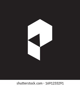Abstract letter p vector logotype. Line hexagon creative simple logo design template. Universal geometric symbol font icon.