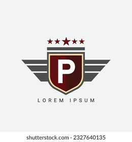Abstract Letter P wing and king concept Logo Template Design Vector
