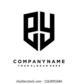 Abstract letter P Y shield logo design template