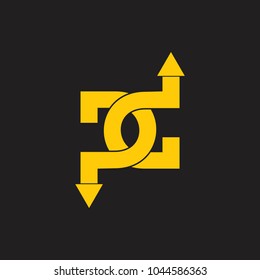 abstract letter pd or dg linked  arrow logo vector