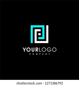Abstract letter PD logo design template. Line creative sign. Universal vector icon. - Vector