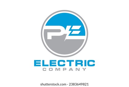 Abstract Letter PE Electricity badge vector Logo design	