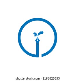 abstract letter i pen ink logo vector