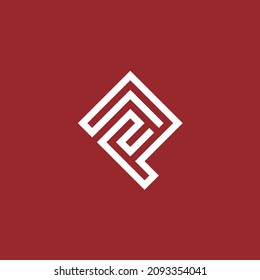 Abstract letter PF, FP logo design with line vector graphic