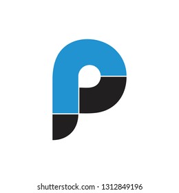 abstract letter pr simple curves geometric logo vector
