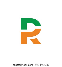 abstract letter pr simple geometric linked colorful logo vector