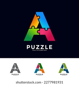 Letra abstracta Un rompecabezas piezas de diseño de logo vectorial colorido. Adecuado para negocios, educación, juegos, pegatinas y plantillas