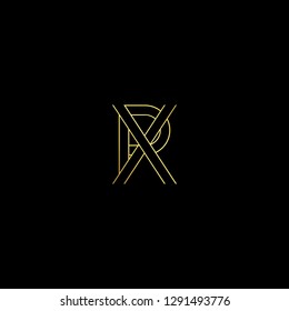 Abstract letter PX XP. Minimal logo design template. Vector letter logo with gold and black color.