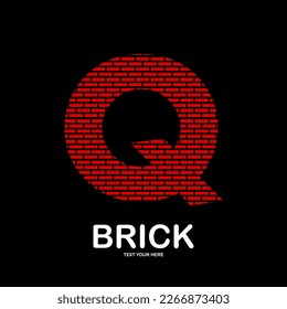 Abstract letter q with brick vector logo template. Suitable for business, web, corporate, building and art logotype. Also, use for growth and brick symbol