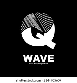 Abstract letter Q line wave vector logo design. Suitable for business, poster, card, wave symbol and initial