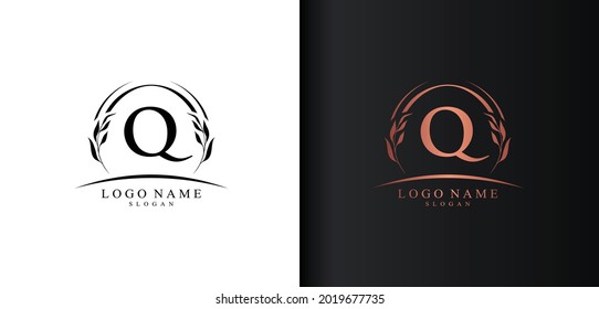 Abstract letter Q logo design, luxury style letter logo, text Q icon vector design
