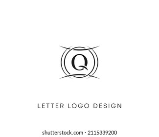 Abstract letter Q logo design, minimal style letter logo, text Q icon vector design