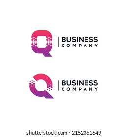 Abstract Letter Q Logo design with Pixels Hexagon Shape for Technology and Digital Business Company