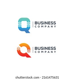 Resumen de diseño de logotipo de carta Q con forma de puntero de flechas para la compañía de entrega de logística Express