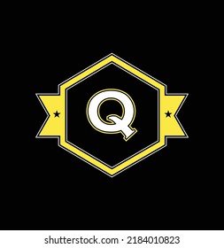 Abstract letter Q logo design template with black background. Colorful creative hexagon sign. Universal vector icon.