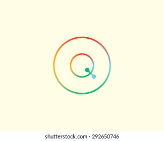 Abstract letter Q logo design template. Colorful lined creative sign. Universal vector icon.