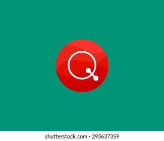 Abstract letter Q logo design template. Dot, line, color creative sign. Universal vector icon.