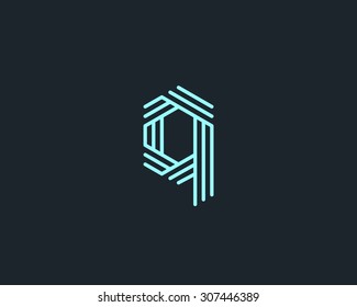 Abstract Letter q logo design template. Line vector symbol. Premium elegant sign mark icon