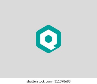 Abstract letter Q logo design template. Colorful creative hexagon sign. Universal vector icon.