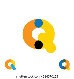 abstract letter Q logo design vector template and colorful creative character icon sign