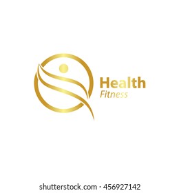 Abstract letter Q logo design template with Health Fitness Logo gold