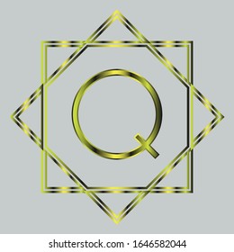 Abstract letter Q logo design.Universal elegant vector icon. Premium business gold logotype.