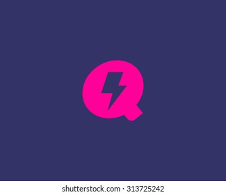 Abstract letter Q logo. Dynamic unusual font. Universal fast speed moving quick energy icon. Flash vector logotype. 