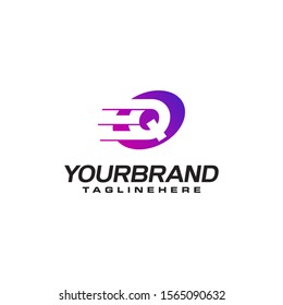 Abstract letter Q logo with fast speed lines fast speed moving delivery concept design 