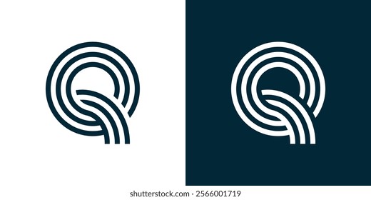 Abstract letter Q logo icon, letter Q line art.