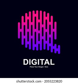 Letra abstracta fuente de diseño de logotipo vectorial moderno Q. Idóneo para la tecnología tipográfica fuente electrónica, geométrica y diseño futurista moderno 