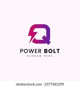 Abstract letter Q Power Bolt Logo Design Vector Image