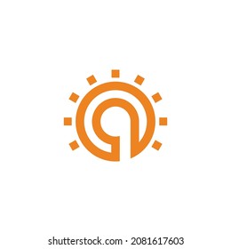 abstract letter q shine light geometric design line logo vector