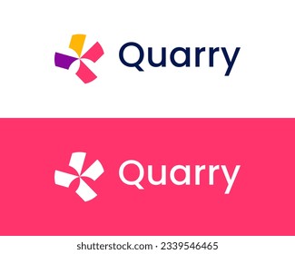 Abstract letter Q tech and technology logo design