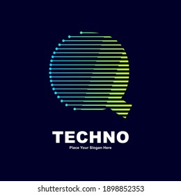 Abstract letter Q
 technology logo vector template. Suitable for digital font industry with dot, gradient color and modern style. Also suitable for machine business.