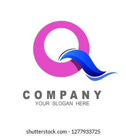 Abstract letter q with wave design illustration