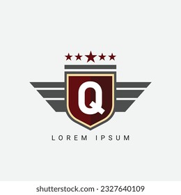 Abstract Letter Q wing and king concept Logo Template Design Vector