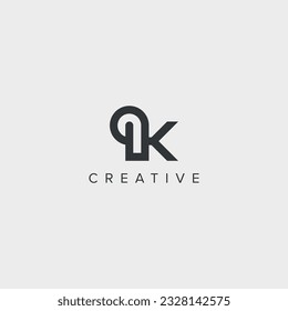 Abstract letter QK KQ logo template - vector.