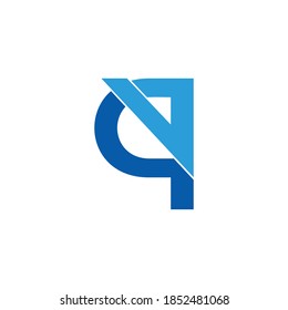 abstract letter qv colorful simple geometric logo vector