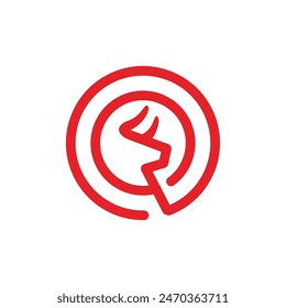 Abstract letter R bull head black logo, sport, focus target logo.