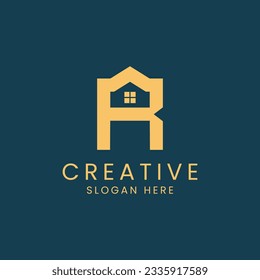 Abstract Letter R Home Logo Design Vector Image